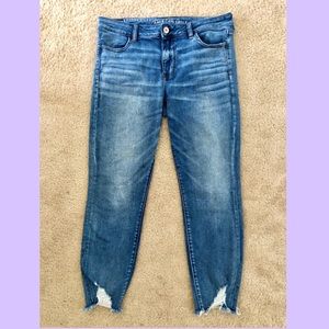 American Eagle Cropped Jeggings with Distressing